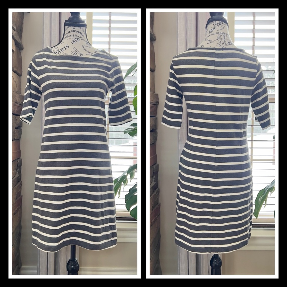 GAP Striped Grey & White Sweater Dress